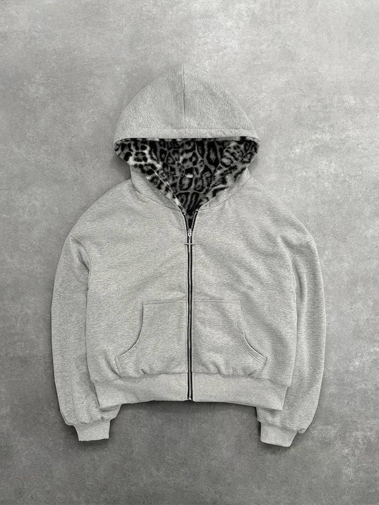 AUVRIC STUDIOS™ Leopard Print Zip Hoodie
