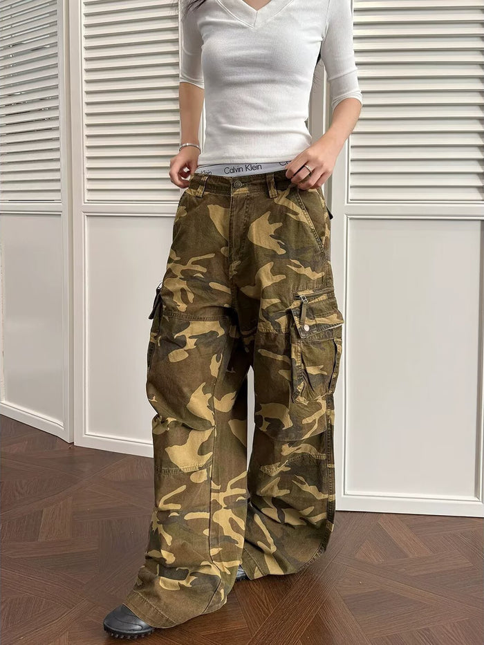 Men's Vintage Camo Print Straight Leg Casual Pants