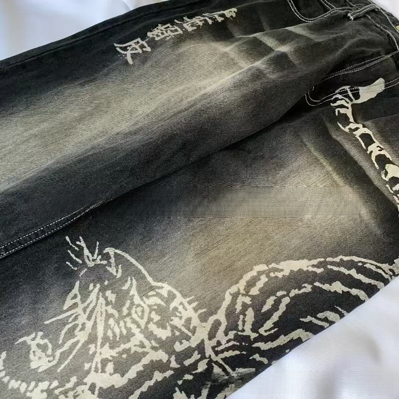 AUVRIC STUDIOS™ Tiger Print Straight-Leg Jeans