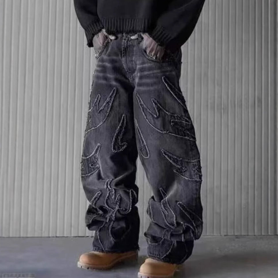 AUVRIC STUDIOS™ Bat Embroidery Loose Jeans